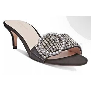 Kate Spade New York Women Size 9M Seville Dress Sandals Black Suede Rhinestones
